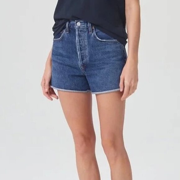 AGOLDE Dee High Rise Rolled Hem Shorts in Enamour 27 - Picture 4 of 9